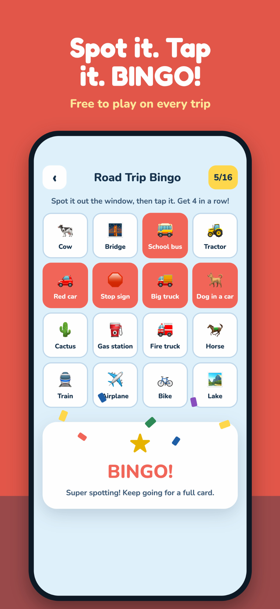Bingo game screen